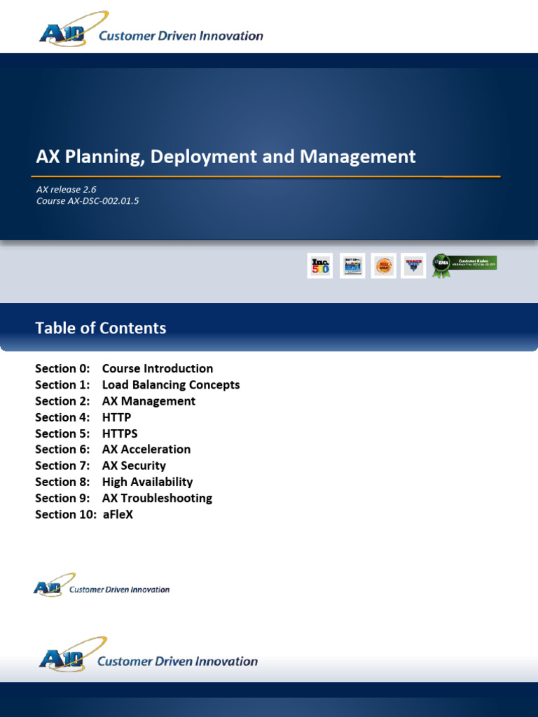 AX Training 2.6v1.5 S 00 Intro | PDF