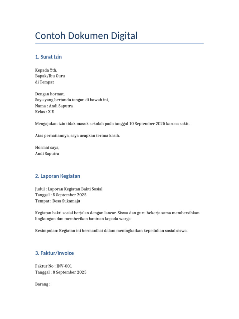 Contoh Dokumen Digital | PDF