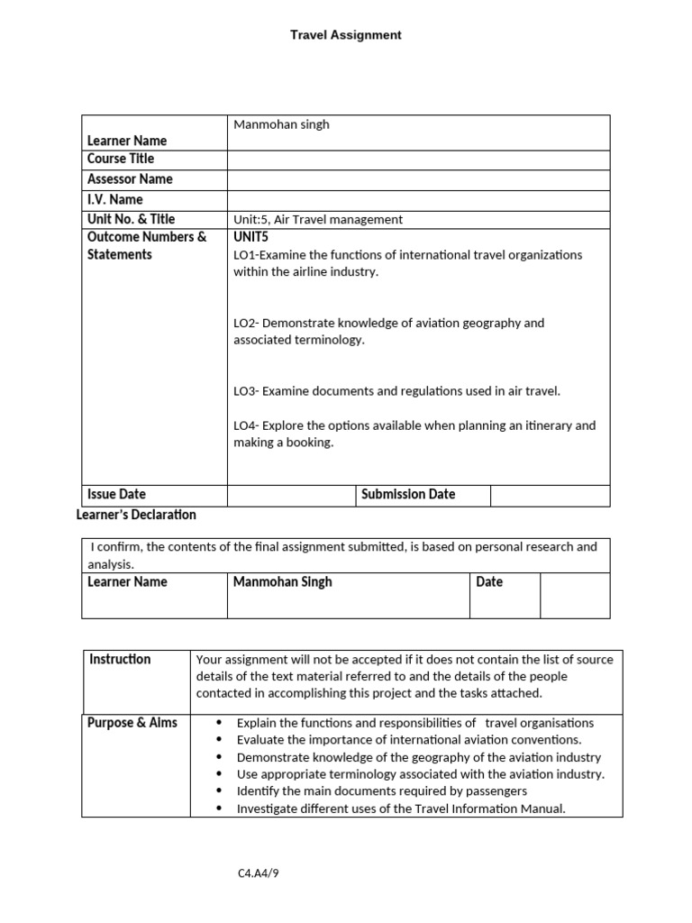 Air Travel Management Assignment Guide | PDF