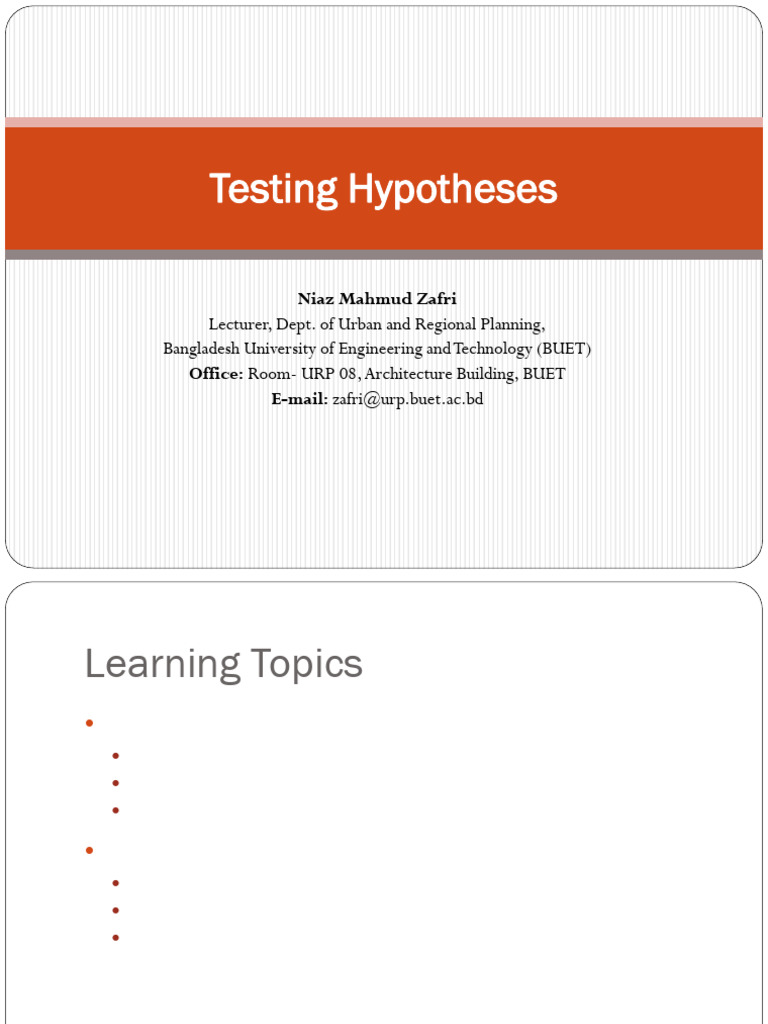 Topic 1 - Hypothesis Testing | PDF | Hypothesis | Null Hypothesis