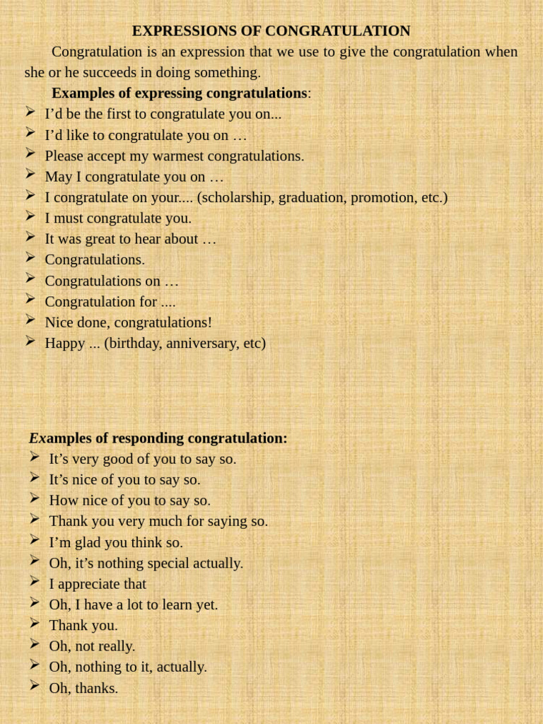 Expressions of Congratulations Guide | PDF
