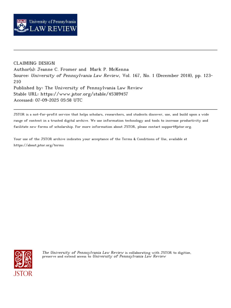 Fromer Claimingdesign 2018 | PDF | Patent | Design Patent