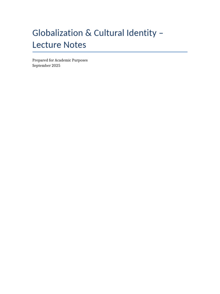 Globalization and Cultural Identity Insights | PDF