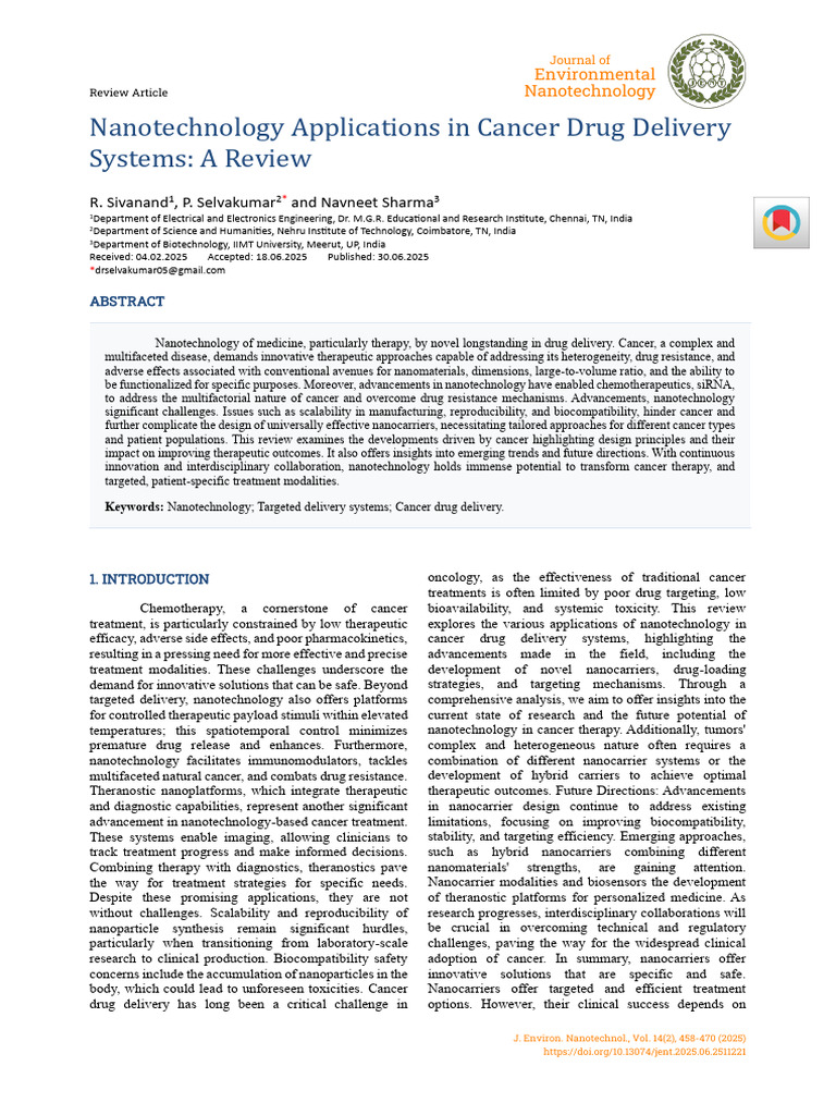 Nanotechnology in Cancer Drug Delivery | PDF | Nanomedicine ...