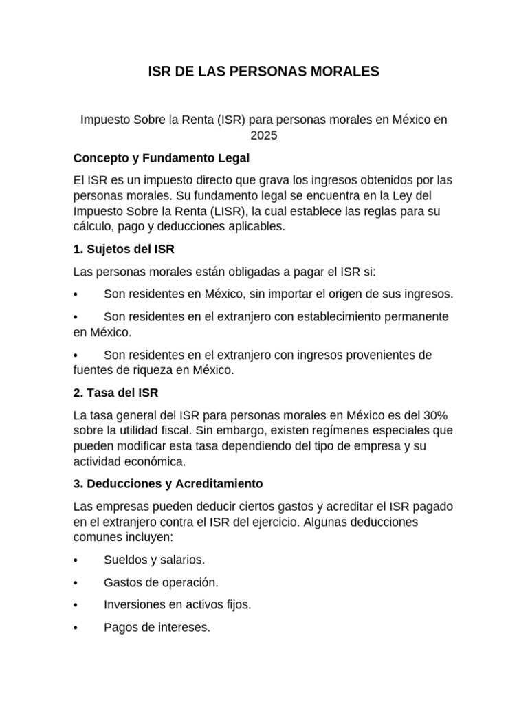 ISR 2025 para Personas Morales en México | PDF | Impuesto sobre la ...