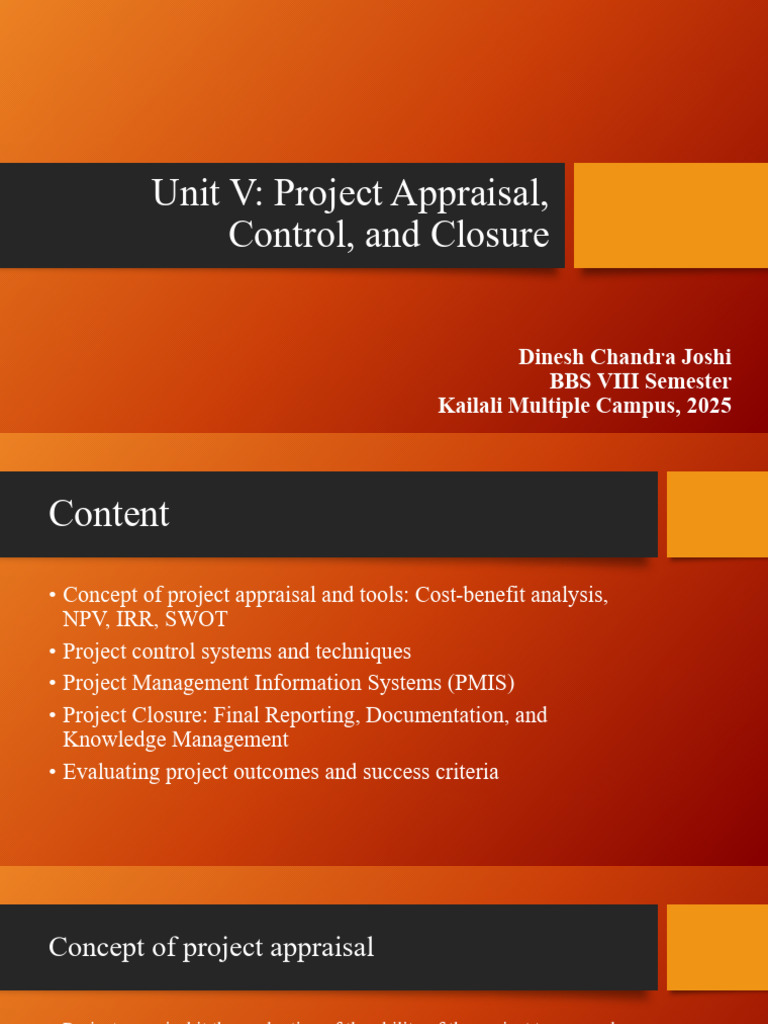 Project Appraisal and Control Techniques | PDF | Net Present Value ...