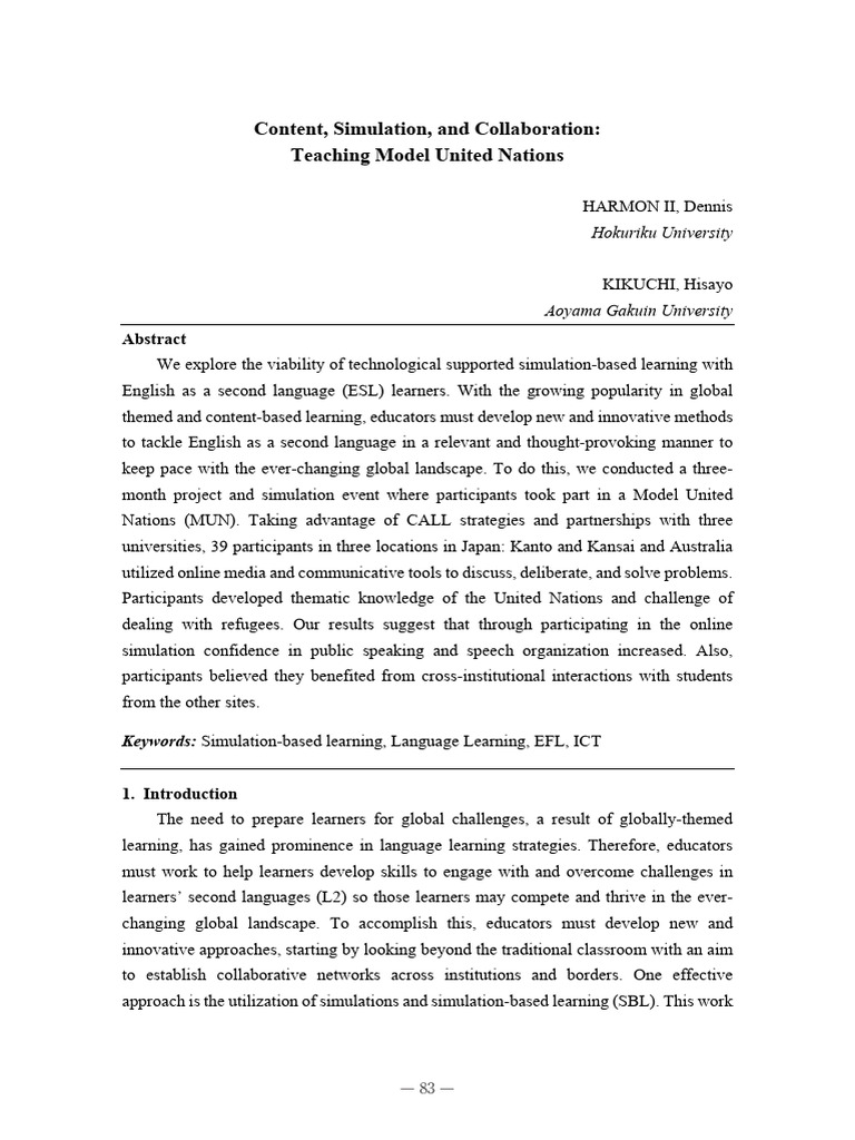 ESL Learning through Model UN Simulations | PDF | Learning | English As ...