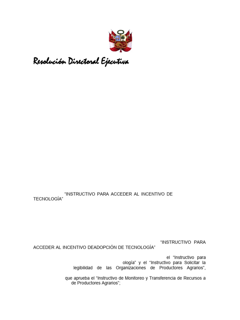 R.D.E. 019 2020 Minagri PCC Incentivo Tecnologia | PDF