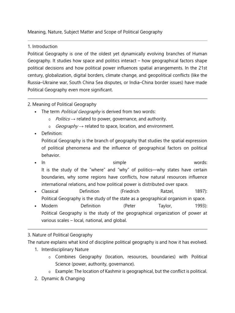 Political Geography: Scope and Significance | PDF | Geography | Geopolitics