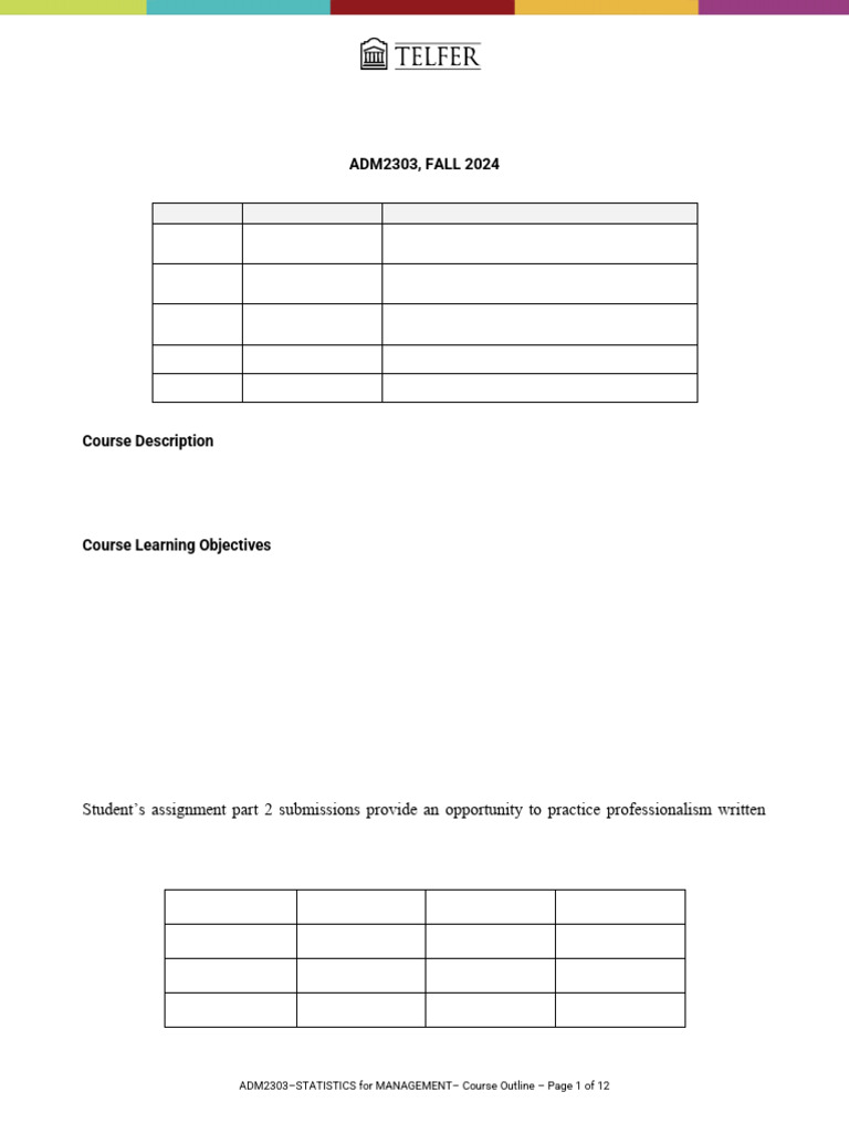 ADM 2303 Midterm Exam Details | PDF | Probability Distribution | Variance