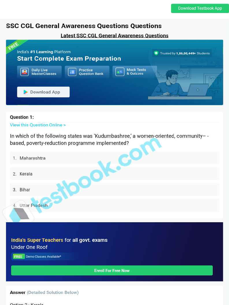SSC CGL General Awareness Questions 643fb43051f6deea9bbf13c9 | PDF