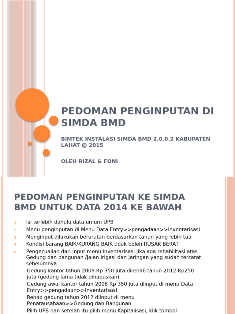 Panduan Input SIMDA BMD 2015 | PDF