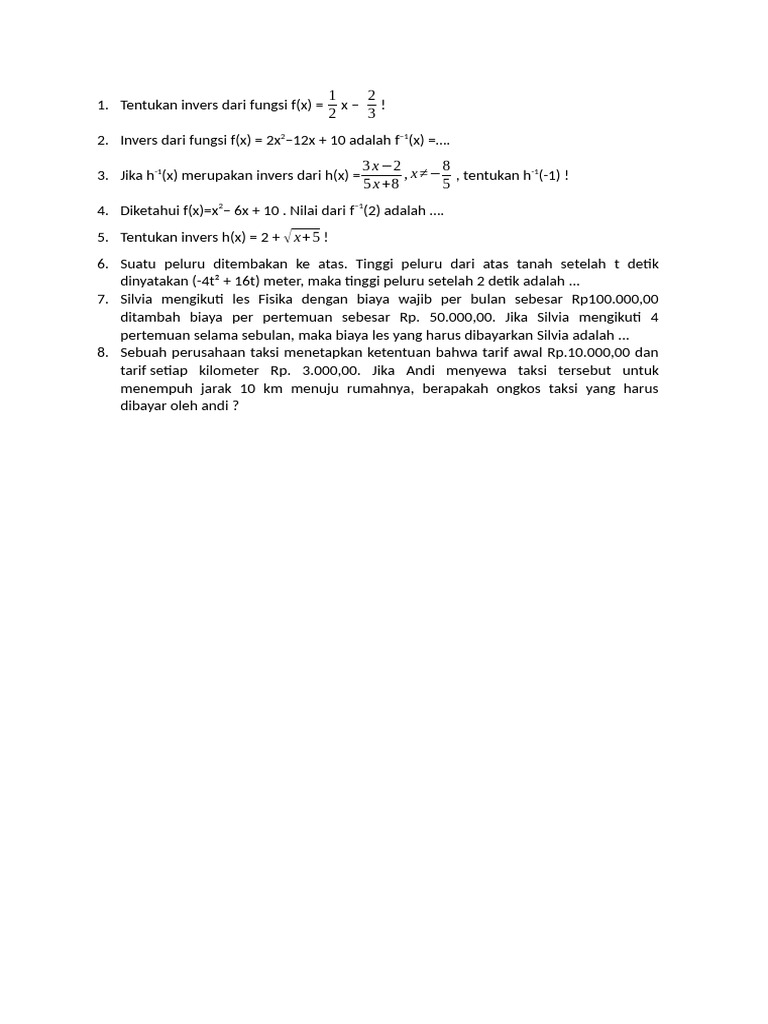 Invers Dari Fungsi | PDF