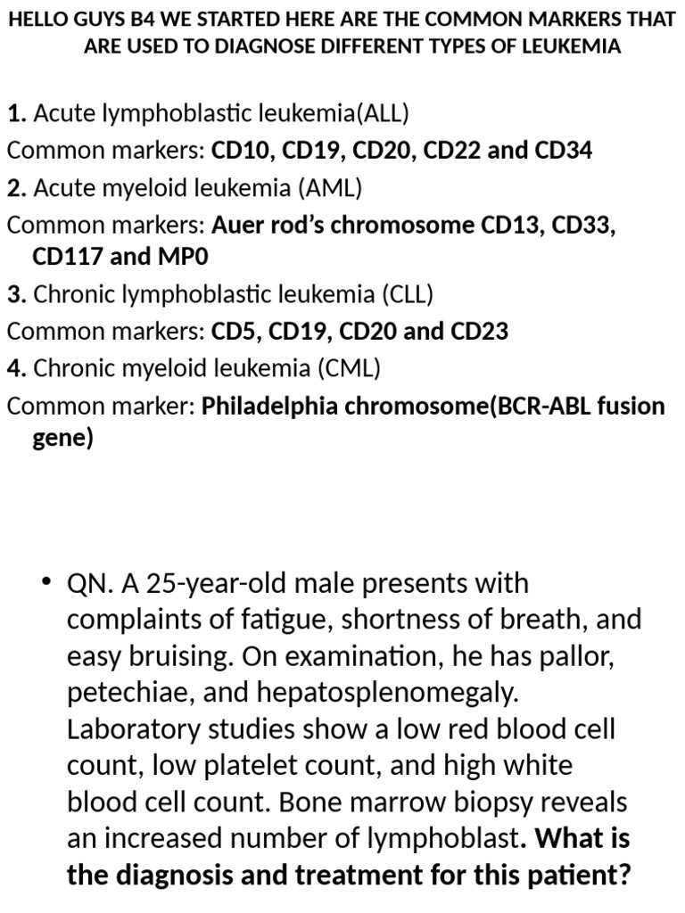 Leukemia Diagnosis and Management Guide | PDF | Leukemia | Thyroid