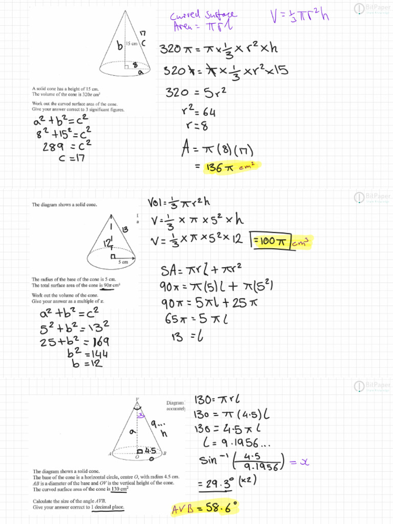 2.oct.24 Cones, Cosine & Sine Rules | PDF