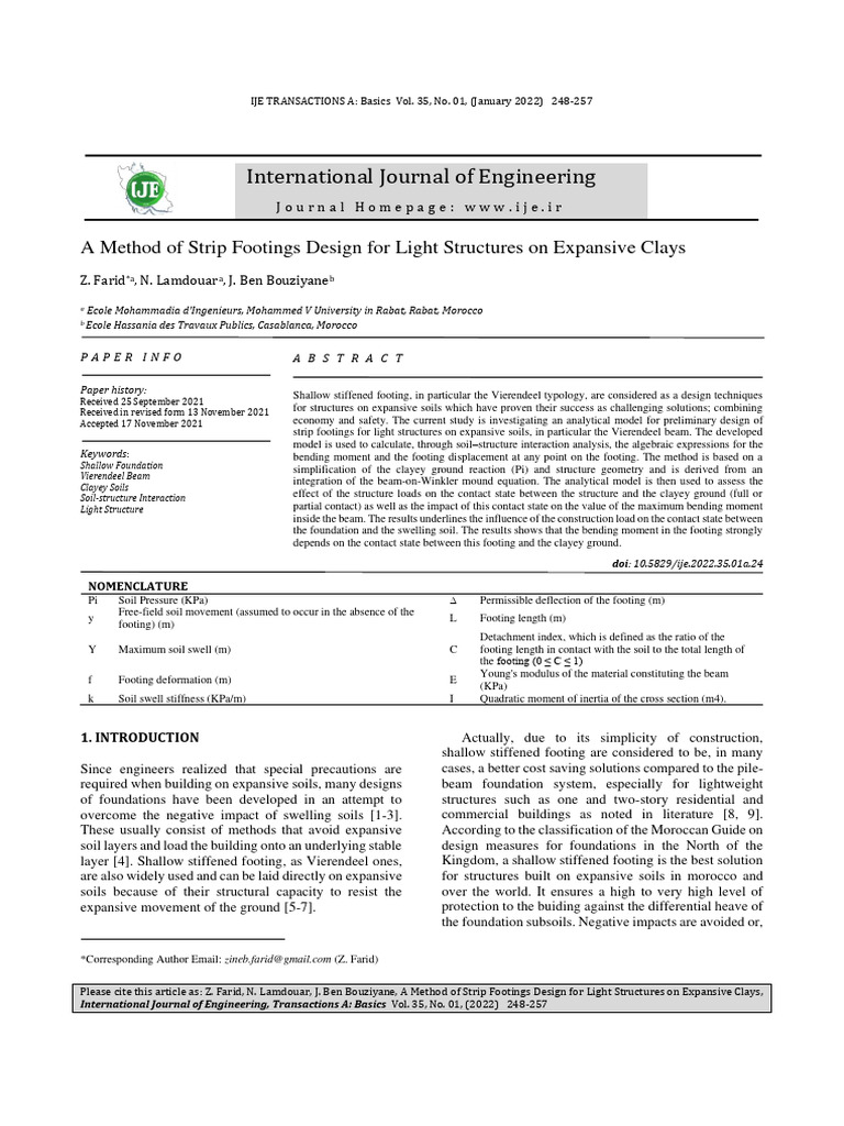 Strip Footings Design on Expansive Clays | PDF | Bending | Beam (Structure)