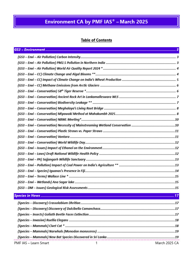 March 2025 Environment CA Guide | PDF | Particulates | Air Pollution