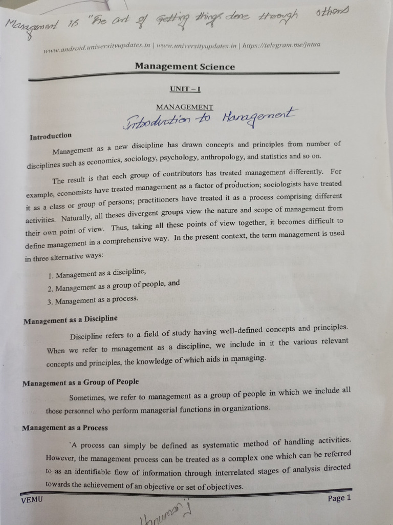 Management Science Unit1 | PDF