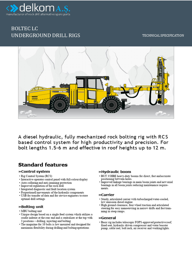 Atlas Copco Boltec LC-DH Rig Specs | PDF | Motor Vehicle | Automotive ...