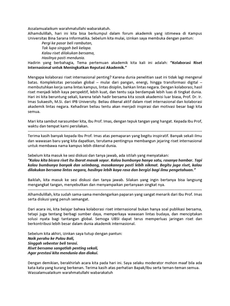Kolaborasi Riset Internasional UBSI | PDF