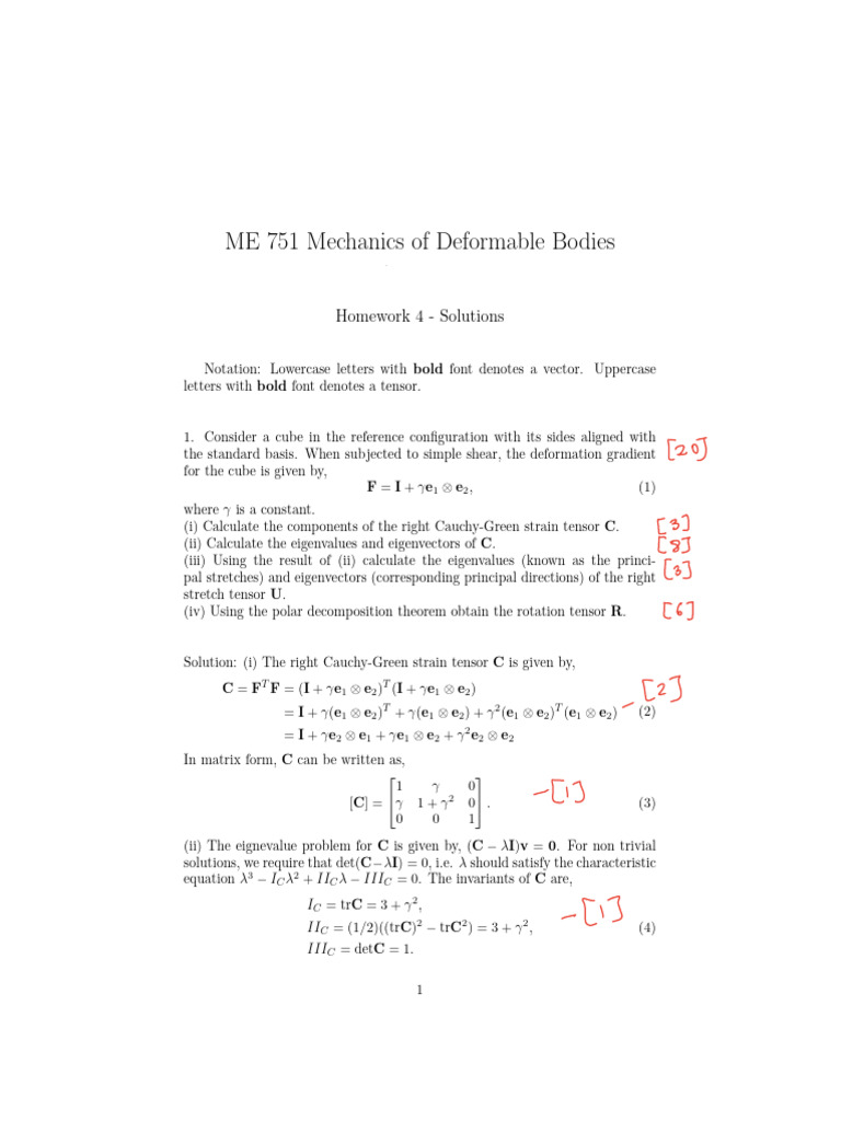 Mechanics of Deformable Bodies Solutions | PDF | Eigenvalues And ...