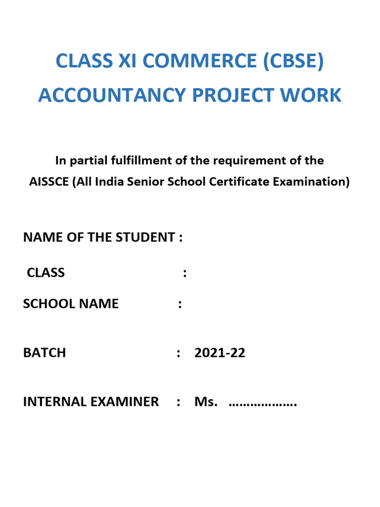 Class XI Accountancy Project Report | PDF