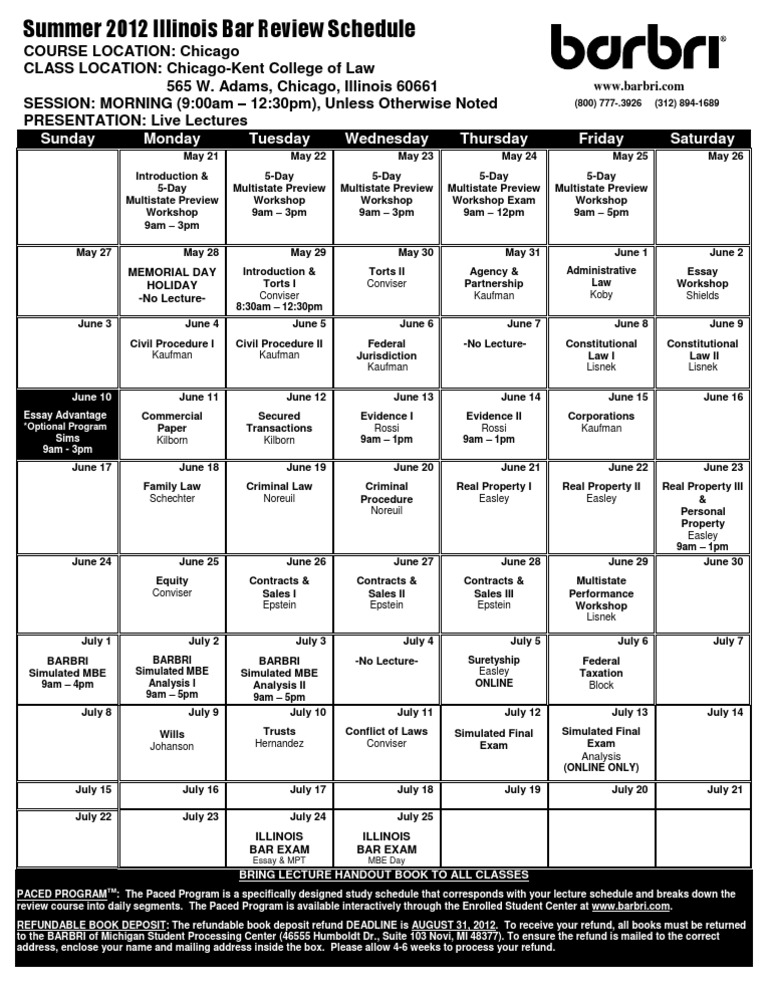BARBRI Schedule Government Information Government