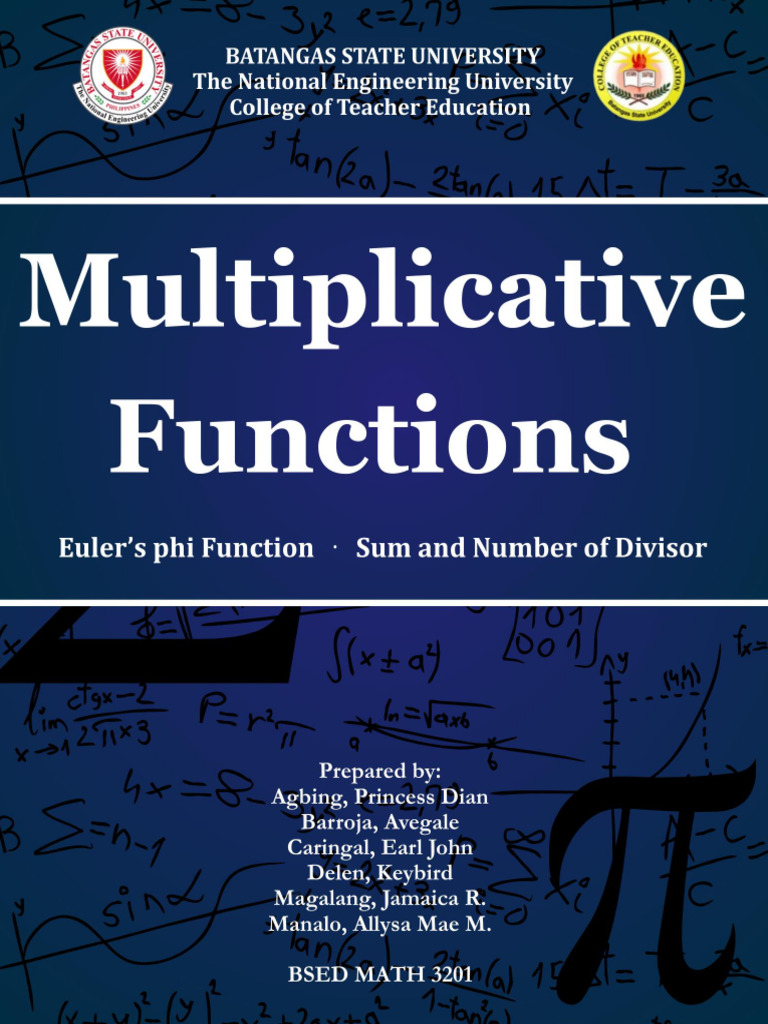 Multiplicative Functions in Number Theory | PDF | Function (Mathematics ...