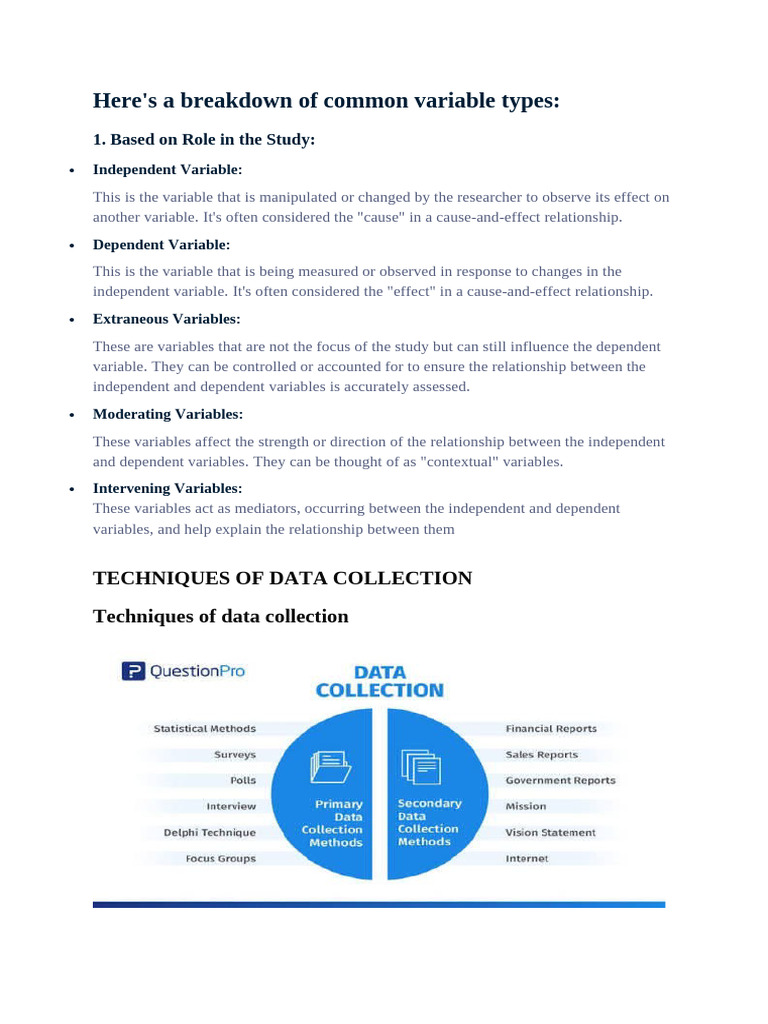 Understanding Research Variable Types and Data Collection Techniques ...