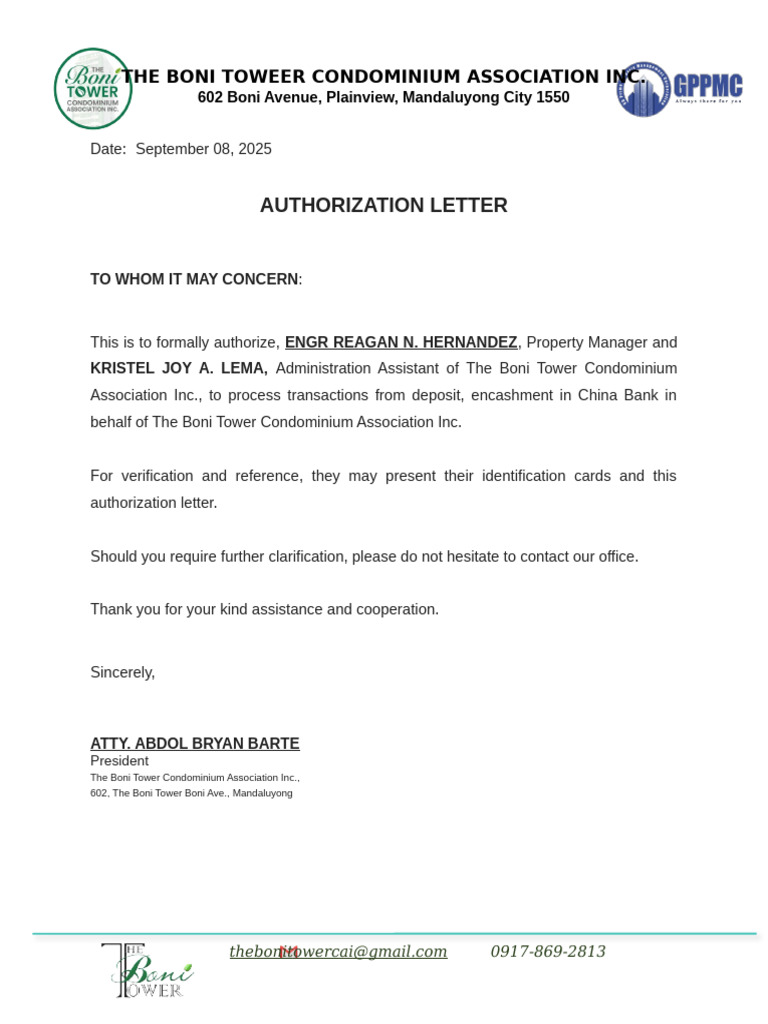 Authorization Letter for Bank Transactions | PDF