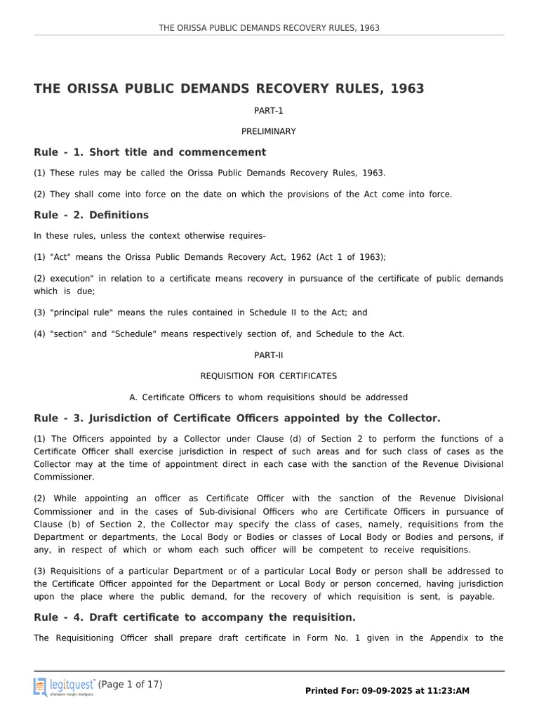Orissa Public Demands Recovery Rules | PDF | Interest | Auction