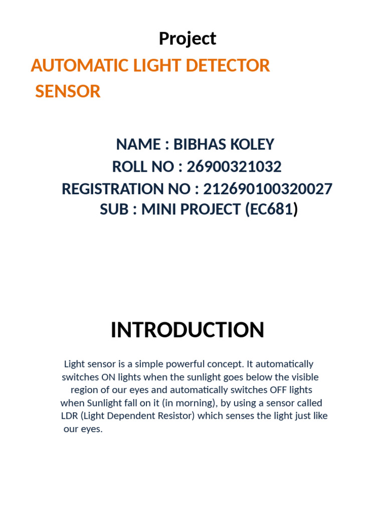 Automatic Light Detector Project Overview | PDF