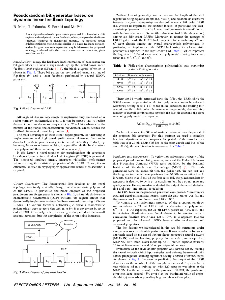 Dynamic Linear Feedback Bit Generator | PDF | Applied Mathematics ...