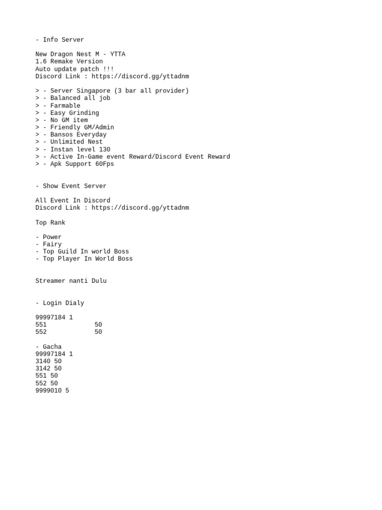 New Dragon Nest M Server Overview | PDF