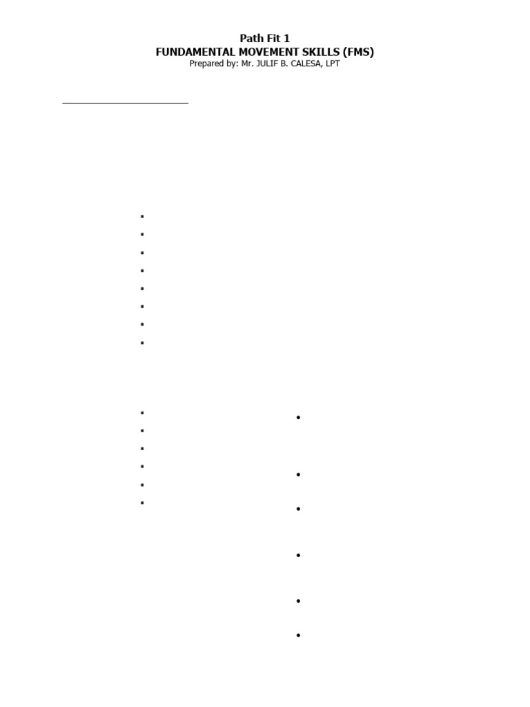 Path Fit 1 Fundamental Movement Skills Pdf Rhythm Musicology