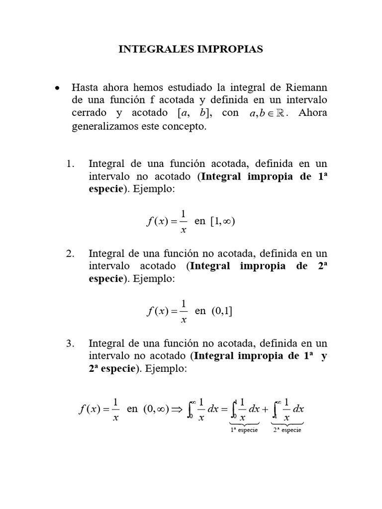 Introducción a Integrales Impropias | PDF | Integral | Funciones y mapeos