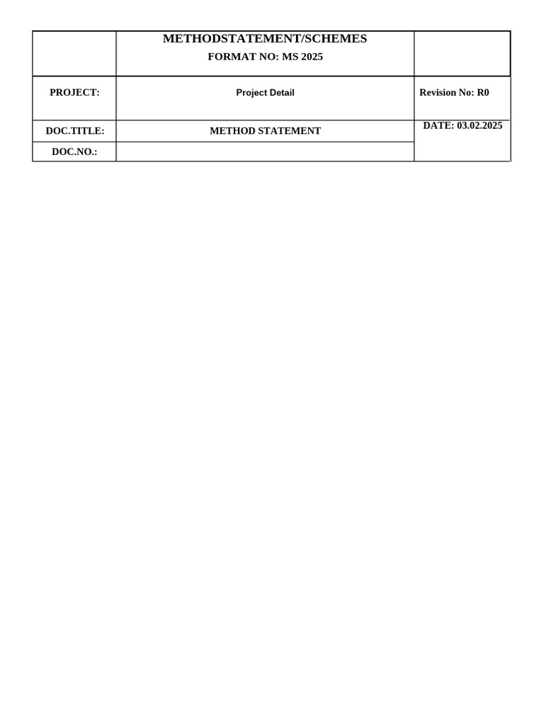 Methodstatement/Schemes: Format No: Ms 2025 | PDF
