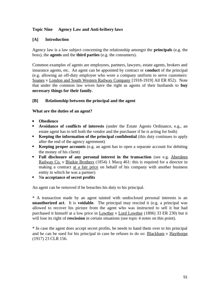 Acct 3151 Notes 9 | PDF | Law Of Agency | Business Law