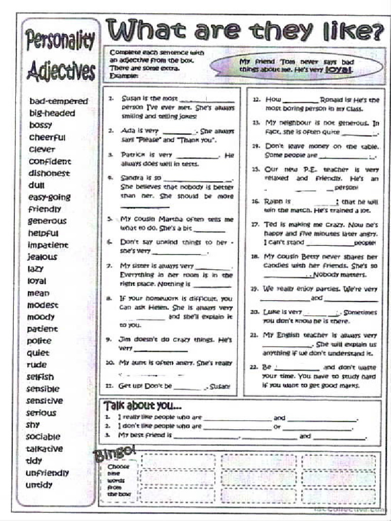 Personality Adjectives | PDF