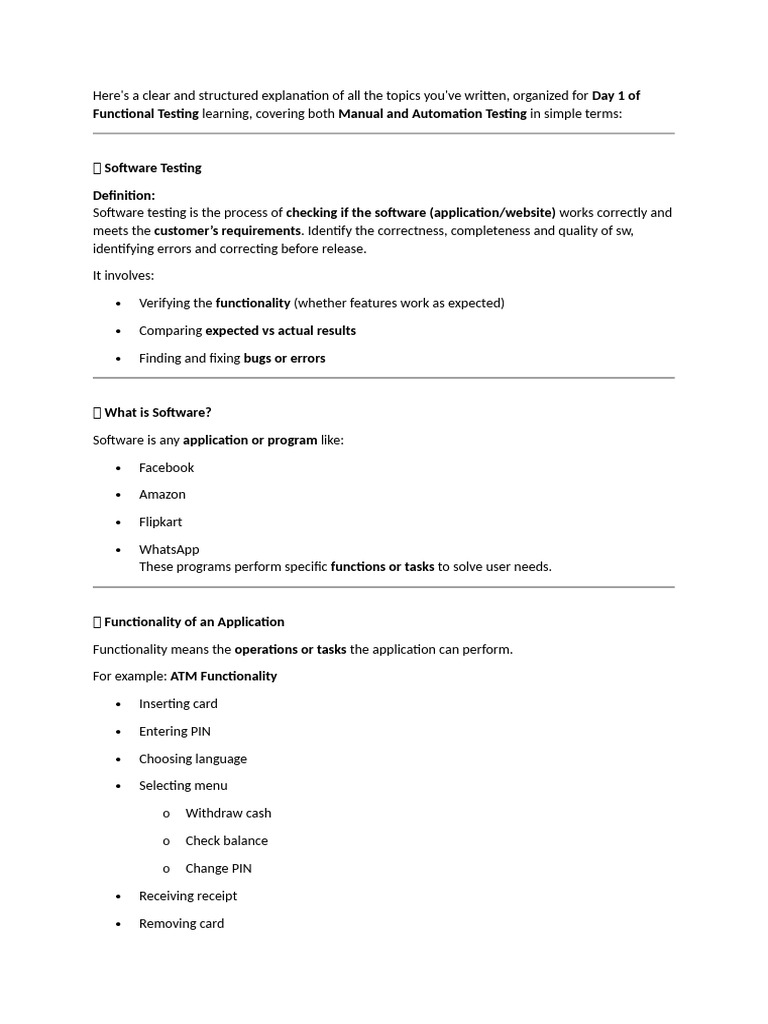 Functional Testing Overview: Manual & Automation | PDF | Software ...
