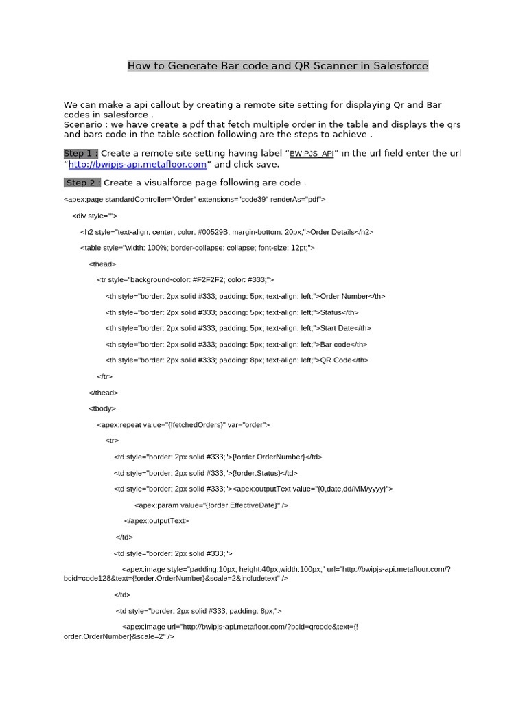 Generate QR and Bar Codes in Salesforce | PDF | Qr Code | Surveillance