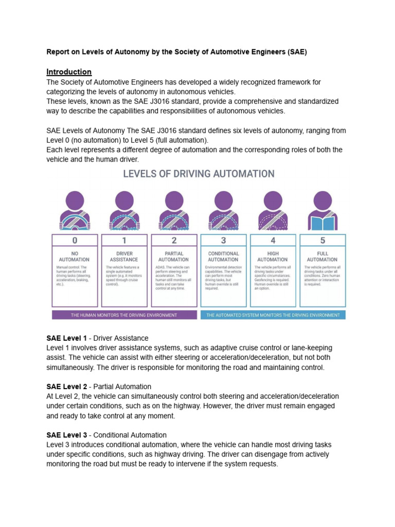 SAE Levels of Vehicle Autonomy Explained | PDF | Motor Vehicle ...