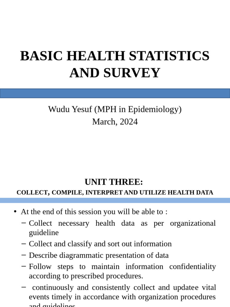 Health Data Collection and Analysis Guide | PDF | Census | Mortality Rate