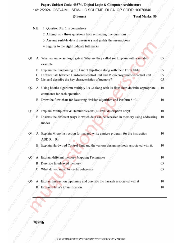 Be Computer Engineering Aids Semester 3 2024 December Digital Logic ...