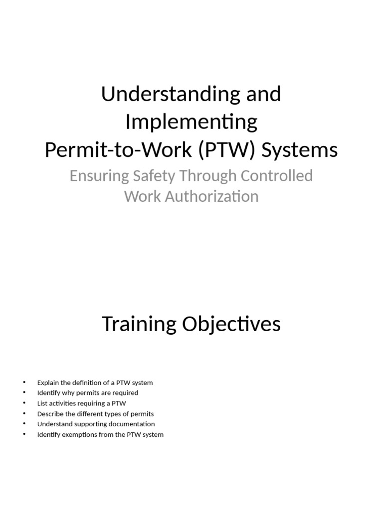 PTW System Training Overview | PDF | Occupational Safety And Health ...