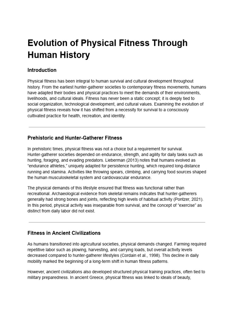 Evolution of Fitness Through History | PDF | Physical Fitness | Hunter ...