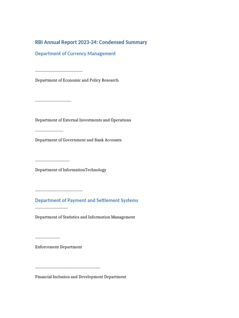 RBI Annual Report Summary | PDF | Financial Markets | Monetary Policy