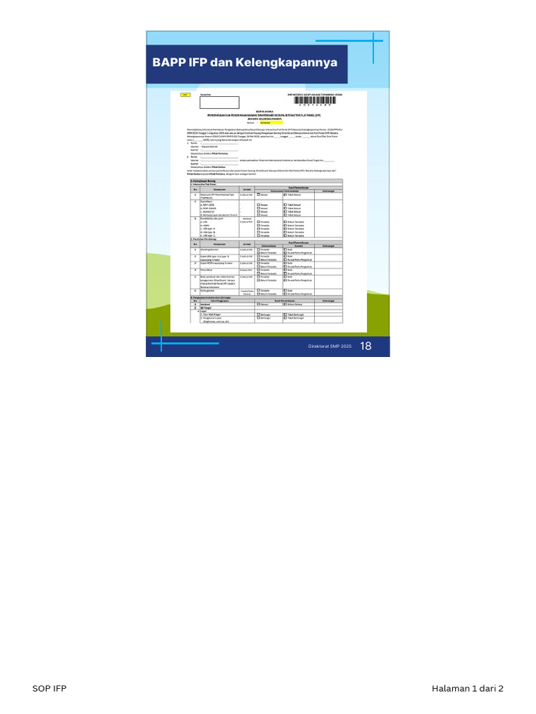 Panduan BAPP dan SOP IFP | PDF