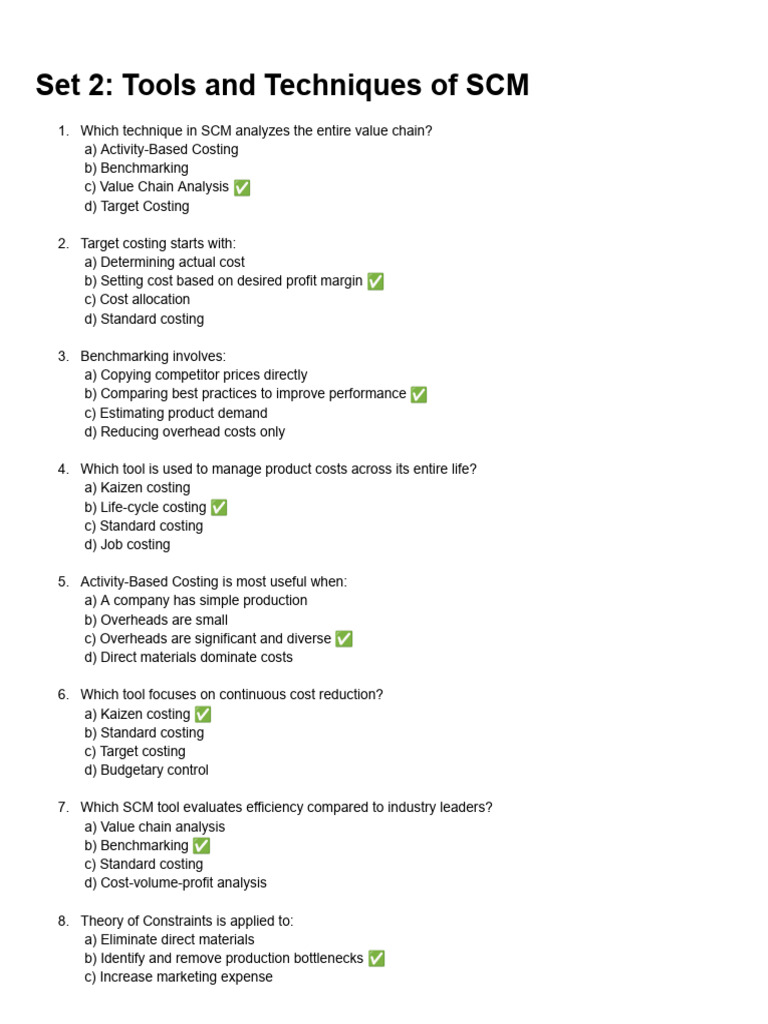 SCM - Quiz 2 | PDF