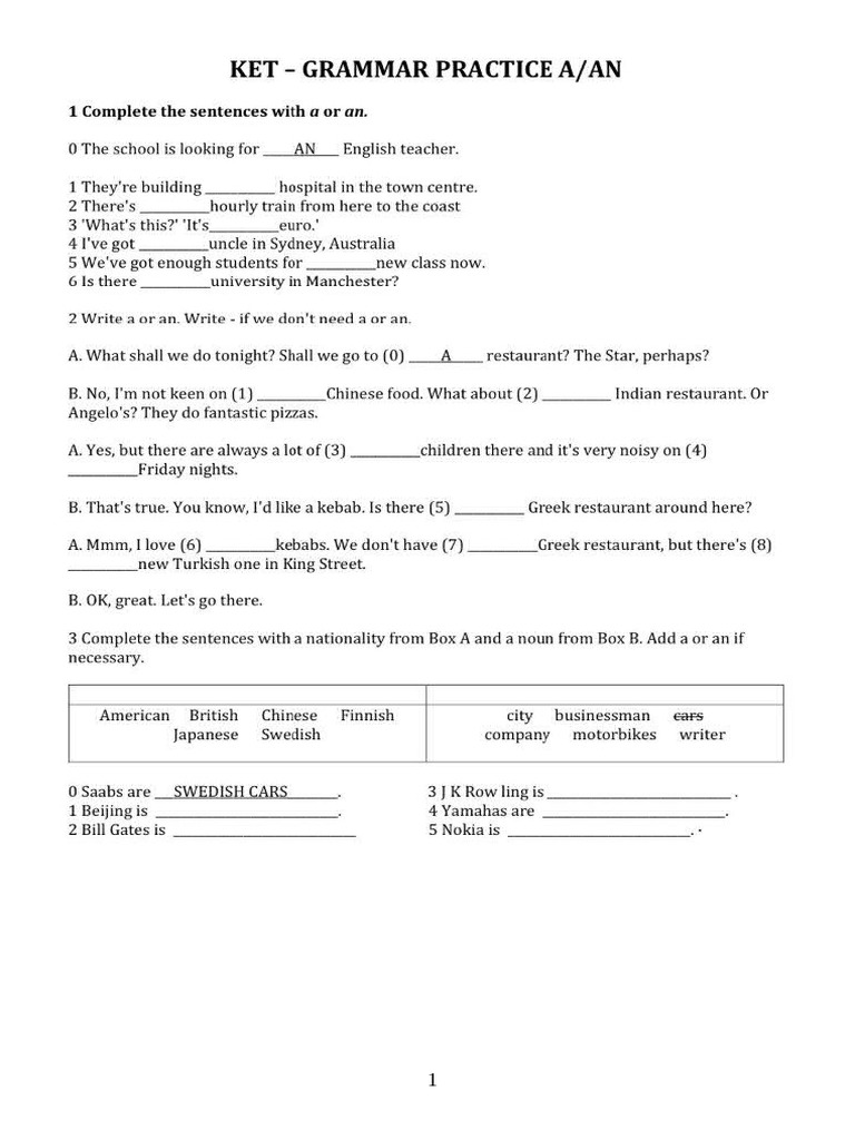 KET Grammar | PDF